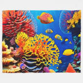 水中コーラルガーデンデザイン フリースブランケット (正面(横))