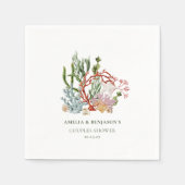 水中コーラルシェルカップルシャワー スタンダードカクテルナプキン (正面)