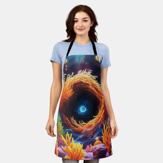 水中サンゴ渦 エプロン (着用した状態)