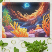 水中サンゴ渦 キッチンタオル (折り畳み)