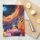 水中サンゴ渦 キッチンタオル (四つ折り)