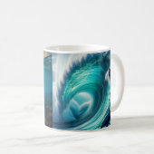 水中サンセット&ドルフィンサーファー コーヒーマグカップ (正面右)