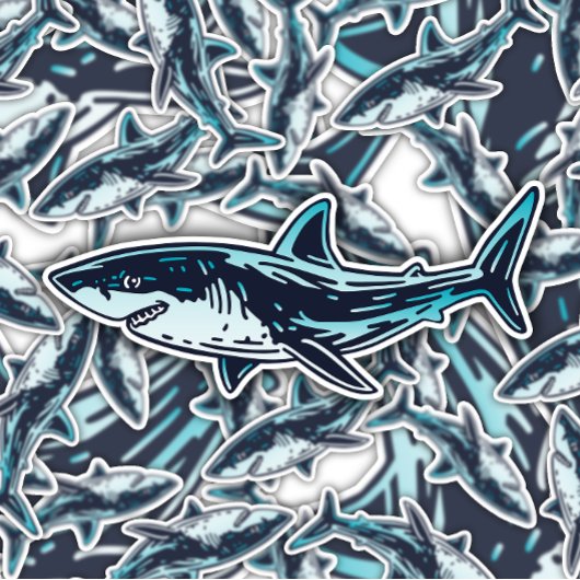 水中シーシャークのステッカー |ダイカットのシール シール
