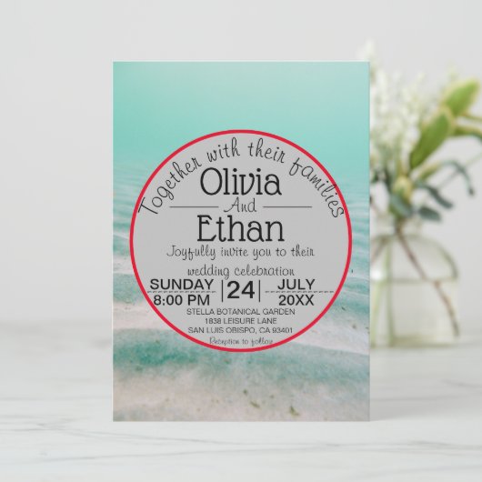 水中シースターネイビー結婚式招待状 招待状 (スタンド正面)