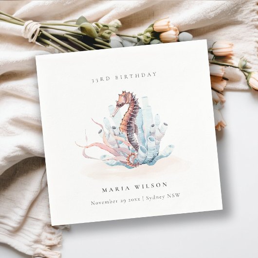 水中シーホース海藻コーラルエイジ誕生日 スタンダードカクテルナプキン