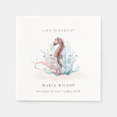 水中シーホース海藻コーラルエイジ誕生日 スタンダードカクテルナプキン (正面)