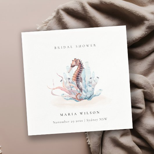 水中シーホース海藻サンゴブライダルシャワー スタンダードカクテルナプキン