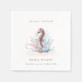 水中シーホース海藻サンゴブライダルシャワー スタンダードカクテルナプキン (正面)