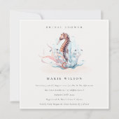 水中シーホース海藻ブライダルシャワー招待状 サンキューカード (正面)