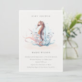 水中シーホース海藻ベビーシャワー招待状 サンキューカード (スタンド正面)