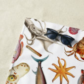 水中シーライフイラストレーションパターン ビーチタオル (インサイチュ)