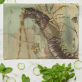 水中シーライフエビ、ヴィンテージ海動物 キッチンタオル (折り畳み)