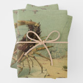 水中シーライフエビ、ヴィンテージ海動物 ラッピングペーパーシート (インサイチュ)