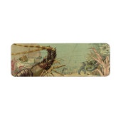 水中シーライフエビ、ヴィンテージ海動物 ラベル (正面)