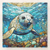 水中シールステンドグラス美術 ガラスコースター (正面)