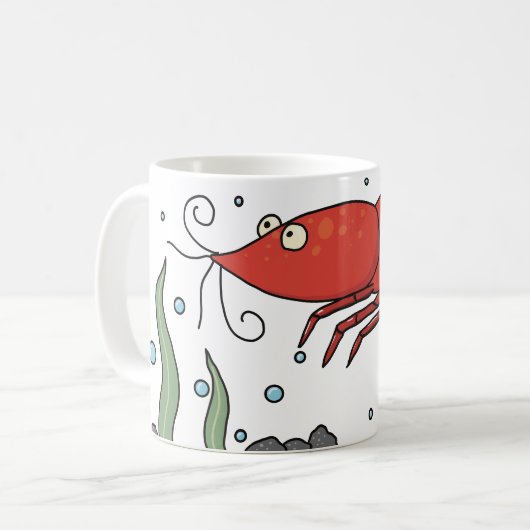 水中シーンの可愛いエビのマグカップ コーヒーマグカップ (正面左)