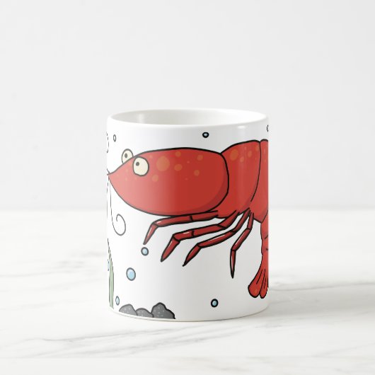 水中シーンの可愛いエビのマグカップ コーヒーマグカップ (中央)
