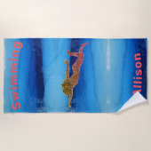 水中スイミングスパークリー泳ぐ人ビーチタオル ビーチタオル (正面)