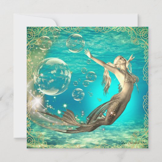 水中スイミングファンタジーマーメイドフラットカード (正面)