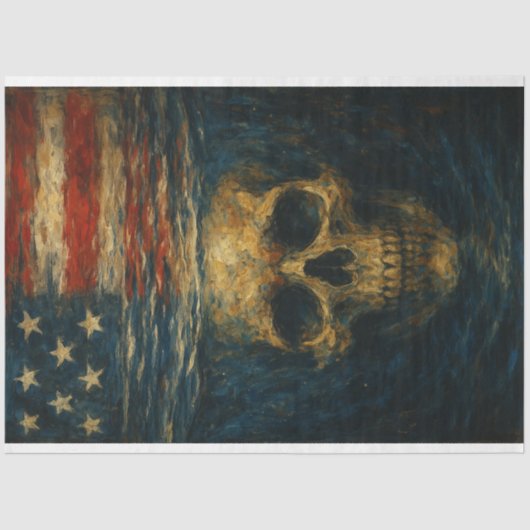 水中スカルと反射デコパージュ紙 薄葉紙 (正面)