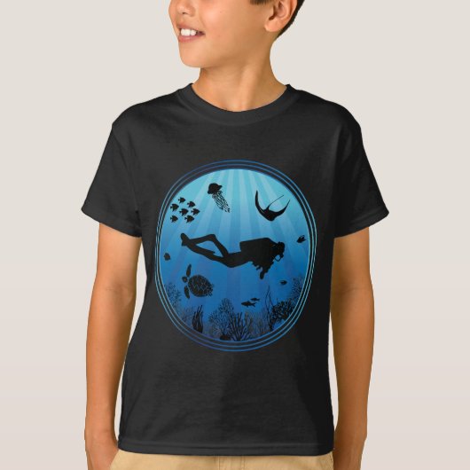 水中スキューバダイバー Tシャツ (正面)