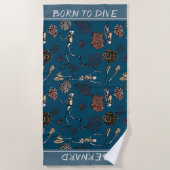 水中スポーツスケルトンスキューバダイバ生まれーへダイビング ビーチタオル (正面)