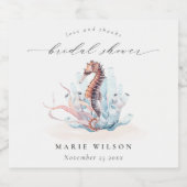 水中タツノオトシゴの海藻とサンゴのブライダルシャワー ビールラベル (シングルラベル)