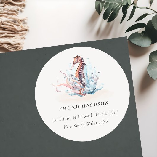 水中タツノオトシゴの海藻とサンゴの住所 ラウンドシール