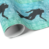 水中ダイバーウォータースポーツテーマグリーンアンドブルー ラッピングペーパー (ロールコーナー)