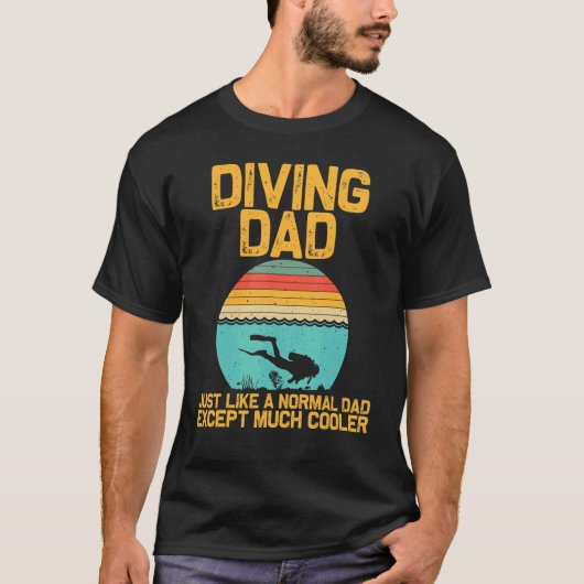 水中ダイバーパパ用スキューバダイビング Tシャツ (正面)