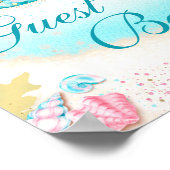 水中ティール(緑がかった色)ガールマーメイドゲストブックデコールサイン ポスター (角)