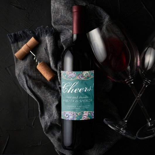 水中ティール（緑がかった色）リュックス |グリーンパステル金ゴールドシーシェル ワインラベル