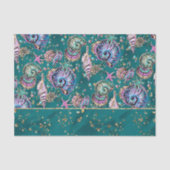 水中ティール（緑がかった色）リュックス |グリーンパステル金ゴールドシーシェル 薄葉紙 (正面)