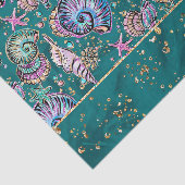 水中ティール（緑がかった色）リュックス |グリーンパステル金ゴールドシーシェル 薄葉紙 (詳細)