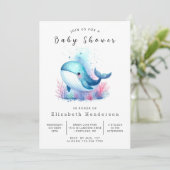 水中デジタルクジラの赤ちゃんシャワー 招待状 (スタンド正面)