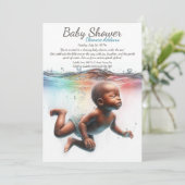 水中ドリームウォーターカラーベビーシャワー 招待状 (スタンド正面)