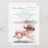 水中ドリームウォーターカラーベビーシャワー 招待状 (正面/裏面)