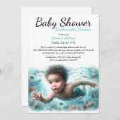 水中ドリームウォーターカラーベビーシャワー 招待状 (正面/裏面)