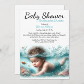 水中ドリームウォーターカラーベビーシャワー 招待状 (正面/裏面)