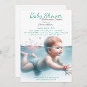 水中ドリームウォーターカラーベビーシャワー 招待状 (正面/裏面)