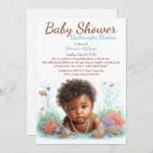 水中ドリームウォーターカラーベビーシャワー 招待状 (正面/裏面)