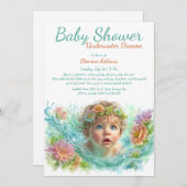 水中ドリームウォーターカラーベビーシャワー 招待状 (正面/裏面)