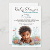 水中ドリームウォーターカラーベビーシャワー 招待状 (正面/裏面)