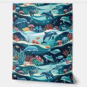 水中ドルフィン&コーラルリーフピールアンドスティック 壁紙 (ほどく)