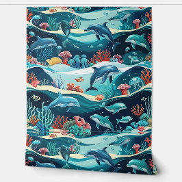 水中ドルフィン&コーラルリーフピールアンドスティック 壁紙