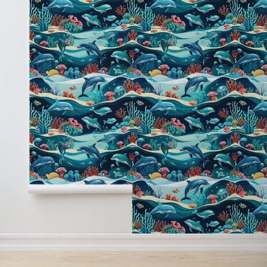 水中ドルフィン&コーラルリーフピールアンドスティック 壁紙 (アプリケーション)