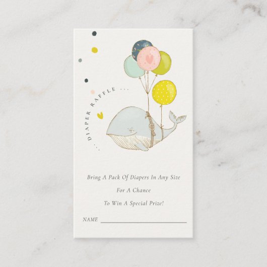 水中バルーンホエールおむつラッフルベビーシャワー エンクロージャーカード (正面)