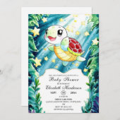 水中パステルタートルベビーシャワー 招待状 (正面/裏面)