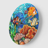 水中パラダイストロピカルフィッシュコーラルリーフウォール ラージ壁時計 (傾斜)