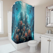 水中パラダイス鮮やかコーラルリーフ&シーライフ シャワーカーテン (インサイチュ)